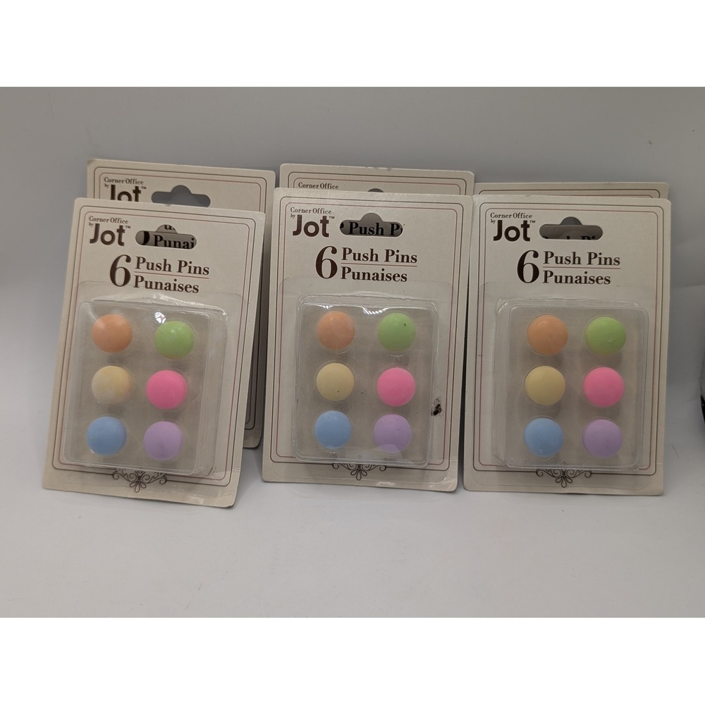 Jot Corner Office Pastel Round Push Pins 6 Count Packs Lot of 6 Total 36 Pins